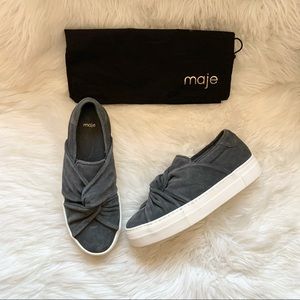 New! MAJE Knotted Suede Slip On Platform Sneakers